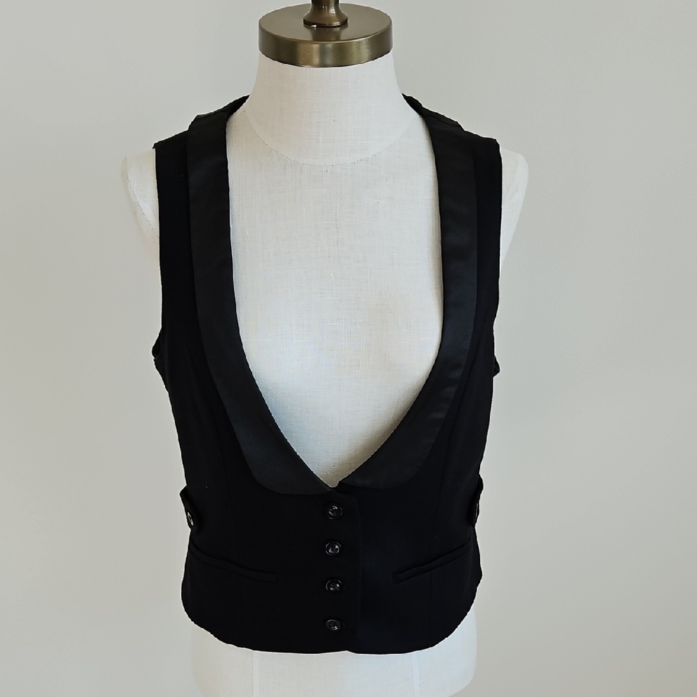 GAP Black Vest with satin trim